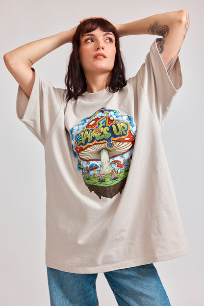 Psychedelic good vibes mushroom loose heavy T-shirt